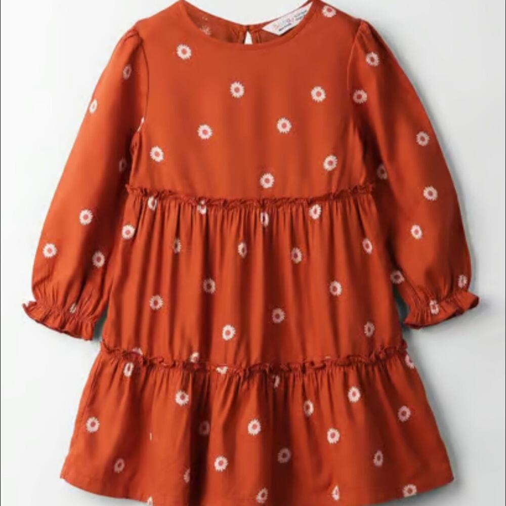 Beebay Girls Brown Daisy Babydoll Dress size 8 years NWT